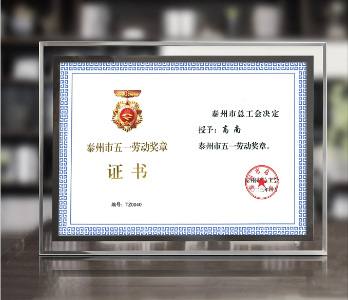 best365中文版董事长高南先生荣获泰州市